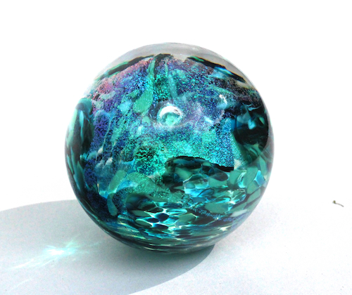Click to view detail for DB-997 Paperweight - Medium Teal Dichroic $75